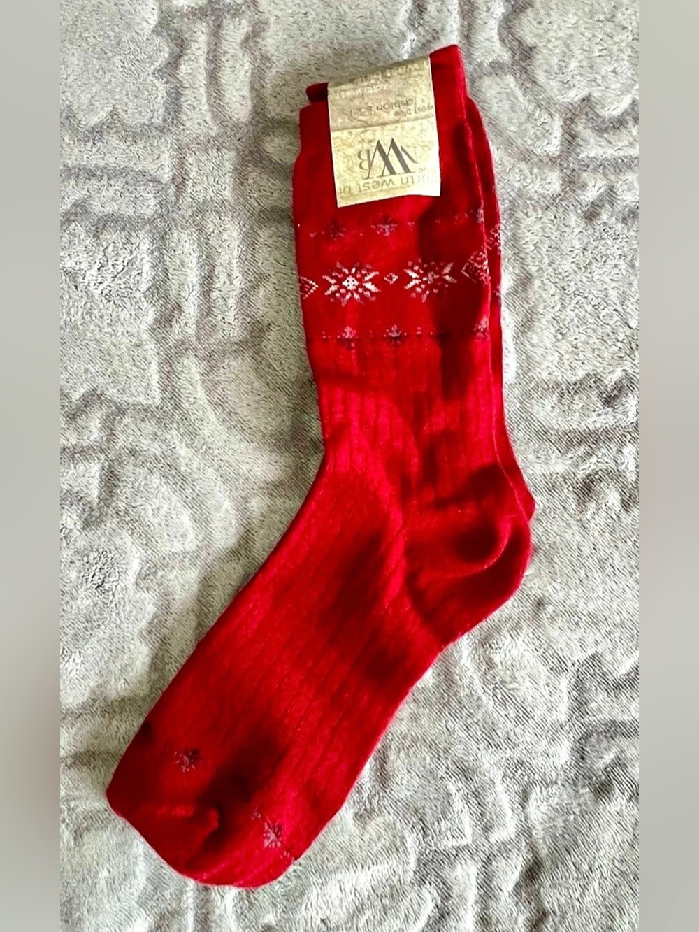 Vintage North West Blue Red Patterned Knit Socks NWT Size 9โ11